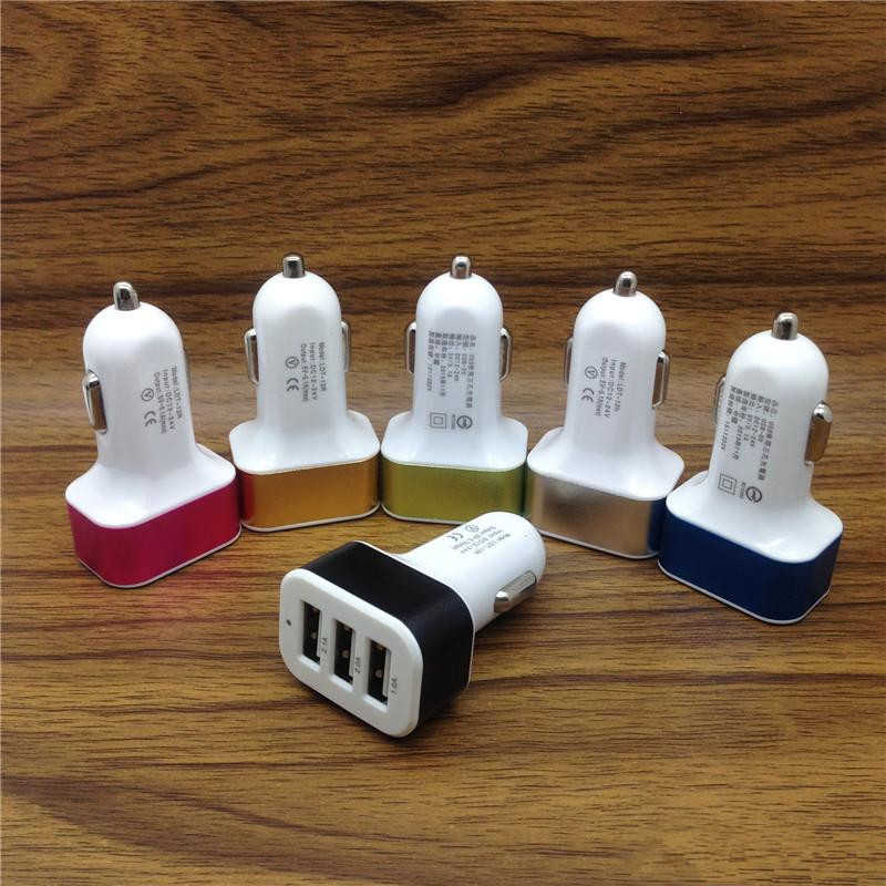 

Usb Car Charger 5v Triple Usb 3 Port Car Charger Driving Adapter Power Bank for Universal Phone 3 Port Phone Charger Adapter New Arrive Car, Mix color