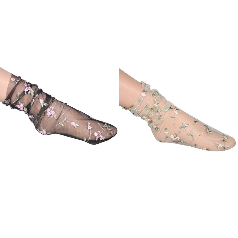 

Socks & Hosiery 1 Pair Women's Embroidered Floral Lace Hollow Out Dress Sock For Women, Black;white
