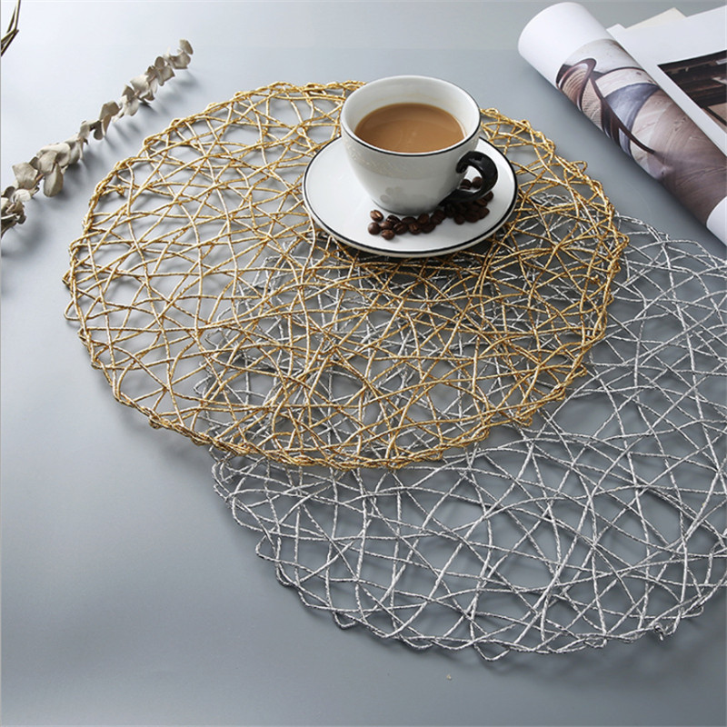 

New hollow woven placemat, round European style western placemat, anti-scald and non-slip heat insulation pad, bowl mat