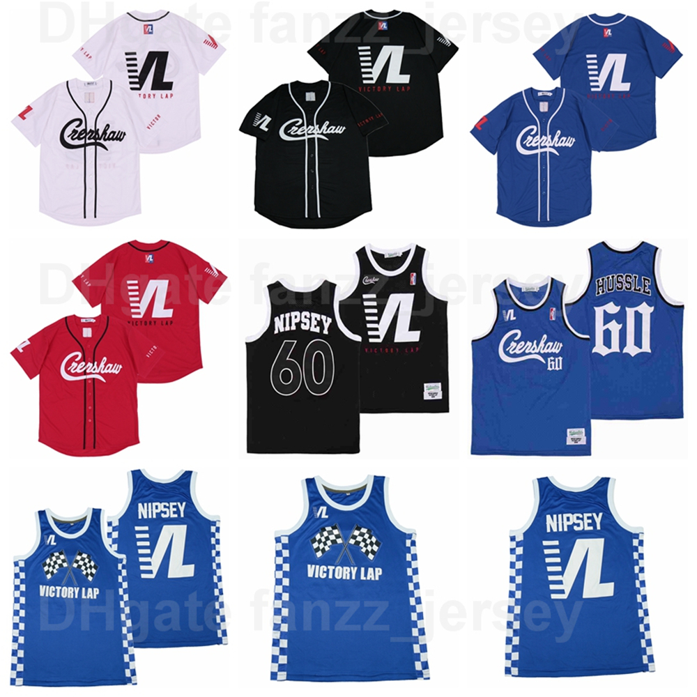 

Movie Basketball 60 Victory Lap Nipsey Hussle Crenshaw Jersey Hip Hop Rap Black Blue Red White Team Color HipHop Breathable High School For Sport Fans Uniform