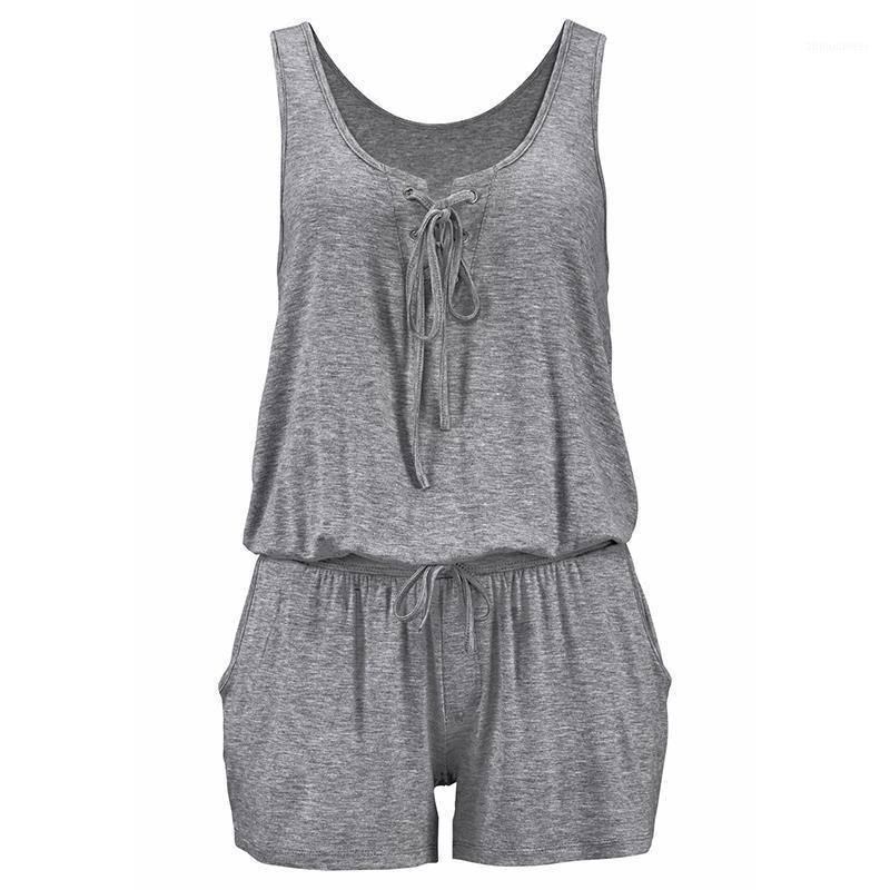 

Women' Jumpsuits & Rompers Summer Playsuit Women Sexy Sleeveless Jumpsuit Shorts Solid Color Casual Loose Overalls Romper WS7475V, Gray
