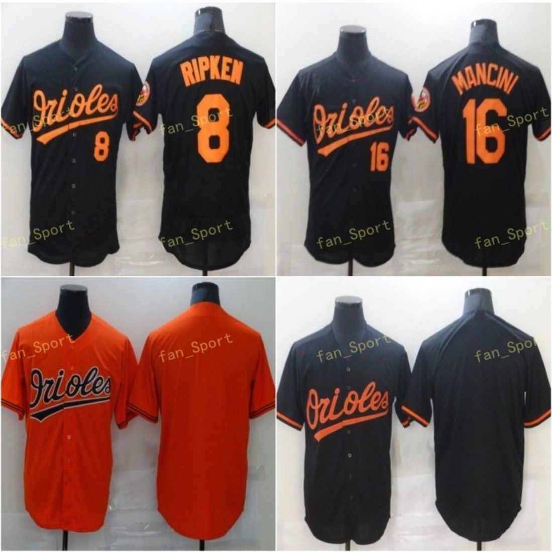 

Mens 8 Cal Ripken Baseball Jerseys 16 Trey Mancini Stitched Flexbase Cool Base Team White Black Orange Grey, Men