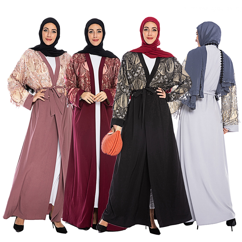 

Winter Sequin Abaya Caftan Dubai Hijab Muslim Kimono Maxi Dress Turkish Islamic Clothing Abayas For Women Kaftan Robe Musulman