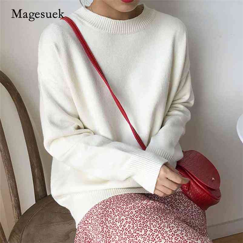 

Women Warm Long Sleeve Round-Neck 's Sweaters Thicken Winter Clothe Simple Solid Color Loose Pullovers 10608 210518, Blue