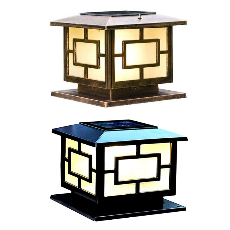 

Outdoor Wall Lamps LED Solar Pillar Lantern Light Retro Waterproof Column Head Night For Garden Fence Landscape Decoration