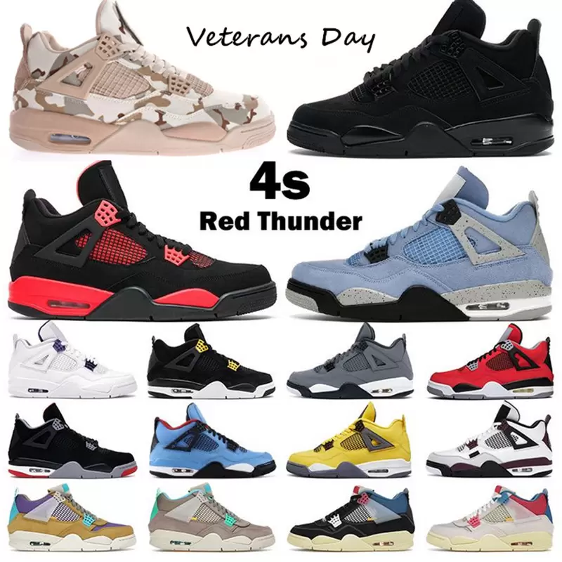 

men women basketball shoes Aleali May Veterans Day jumpman 4s 4 Red Thunder Desert Moss Taupe Haze University Blue White Oreo Black Cat Bred mens sports sneakers