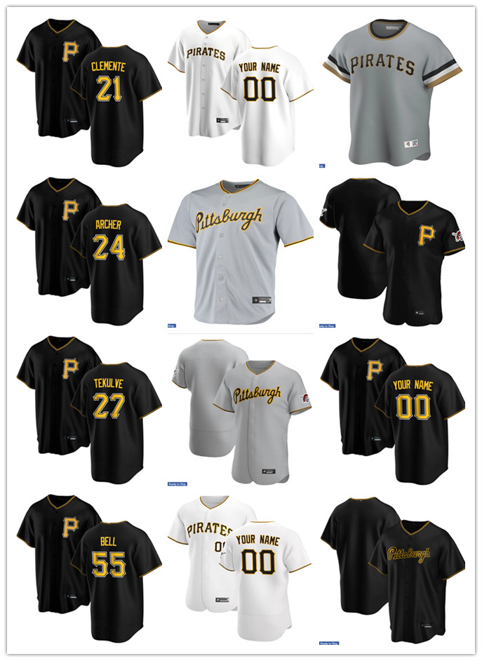 

Men Women Youth Pittsburgh Pirates 21 Roberto Clemente 27 Kent Tekulve 55 Josh Bell 24 Chris Archer Custom Baseball Jersey Blank, Blue;black