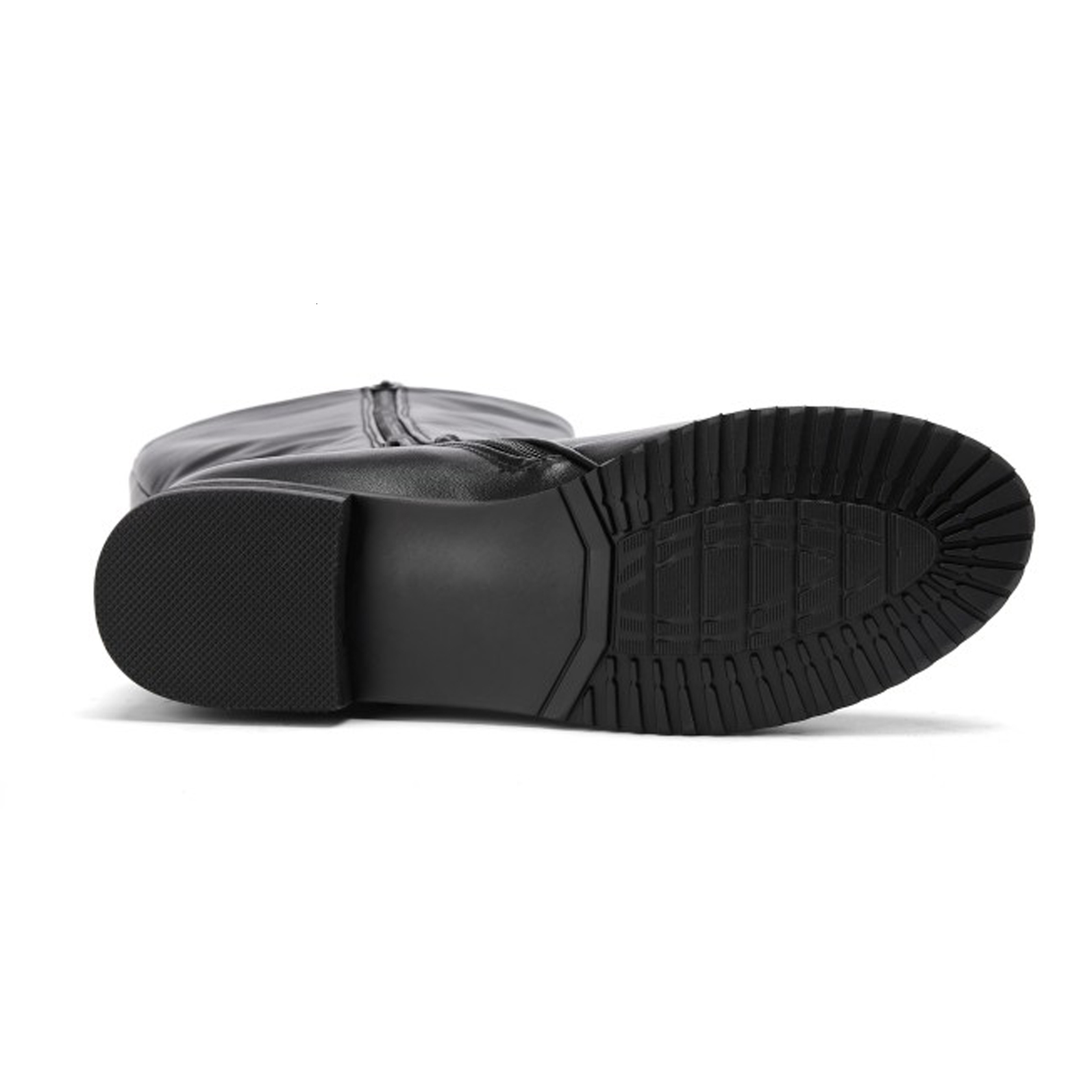 

Boots High Quality Leather Handmade Fold Pleated Mid-calf Black Shoes For Woman Short Plush Inside Low Heels 1JI3