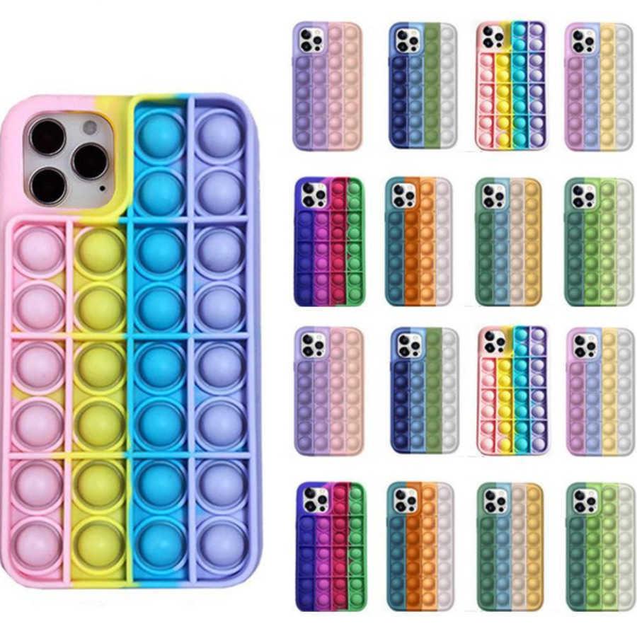 

2021 Cases Relive Stress Pop Fidget Toys Push It Bubble Silicone Phone Case For Iphone 6 6s 7 8 Plus X XR XS 11 12 13 Pro Max Soft Cover