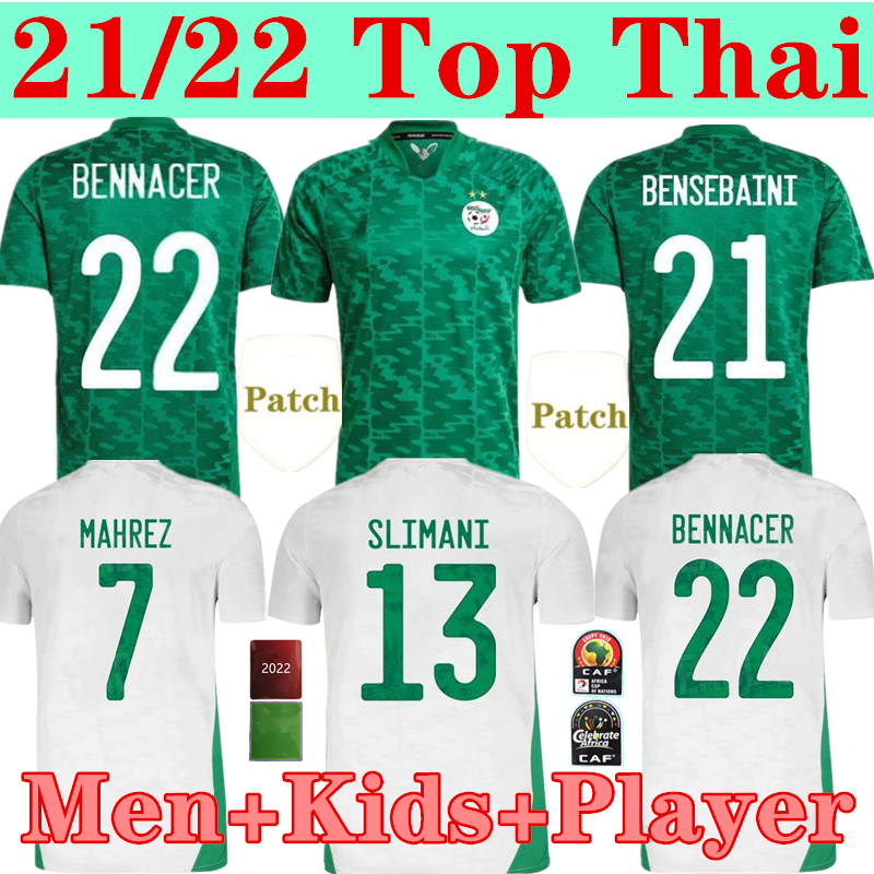 

Fans player version Algerie 2021 home away Soccer Jerseys MAHREZ FEGHOULI BENNACER ATAL 20 21 Algeria football kits shirt men + kids sets maillot de foot, Away player