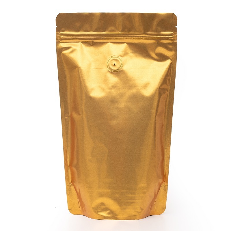 

Aluminum Doypack Matt Gold Bag (stand Up Pouch) with Valve for Fresh Coffee