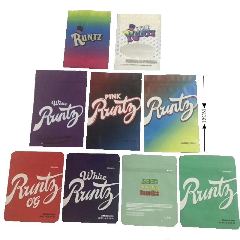 

3.5g White Runtz packaging mylar bags empty Pink Red Runts og plastic packing bag seed junky genetics runtg smell proof resealable Zipper baggies For Dry Herb Flower