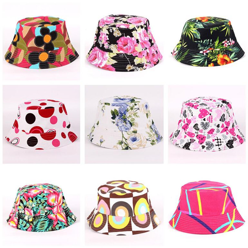 

Fisherman Bucket Hat Printed Sun Hats Women Men Foldable Basin Cap Fisher sunhat Spring Summer flat top Visor caps Adult outdoor beach sunhats 17colors wholesale, Remark colors in order