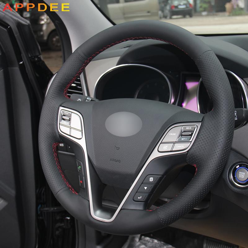 

steering wheel covers diy car cover artificial leather for santa fe 2013 grand ix45 accessories interior