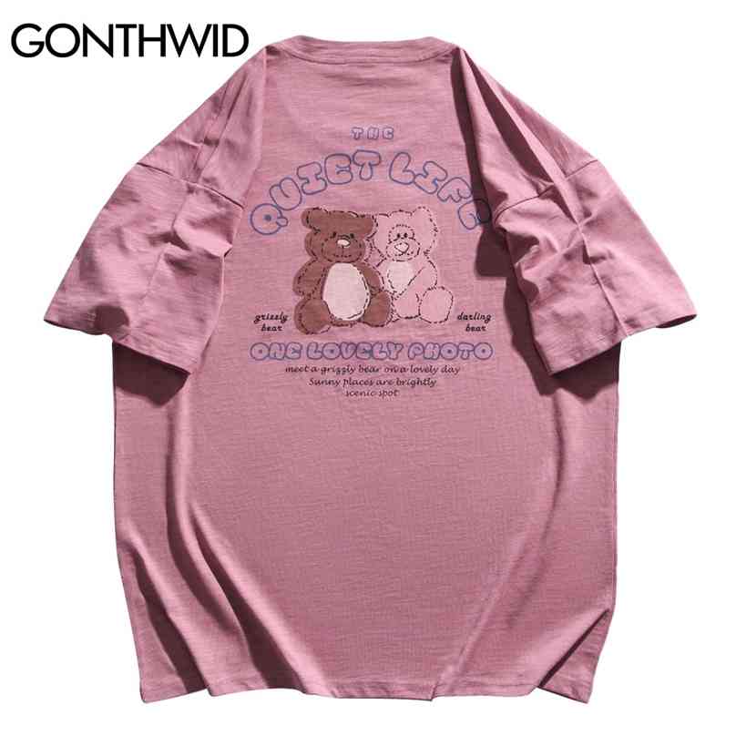 

Tees Shirts Harajuku Cartoon Bears Tshirts Streetwear Hip Hop Fashion Casual Cotton T-Shirts Summer Short Sleeve Tops 210602, White