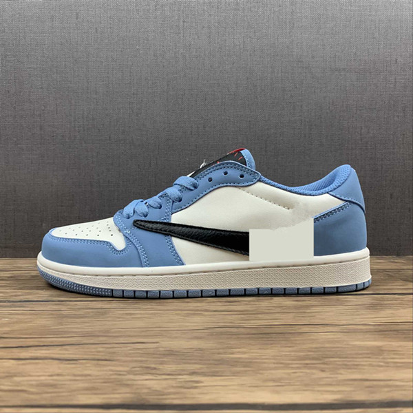 

2021 New Release Jumpman 1 Shoes Low OG x Fragment Travis Scot Mens Basketball Shoes Blue White Color Designer Sports Sneakers With Original Box, #2