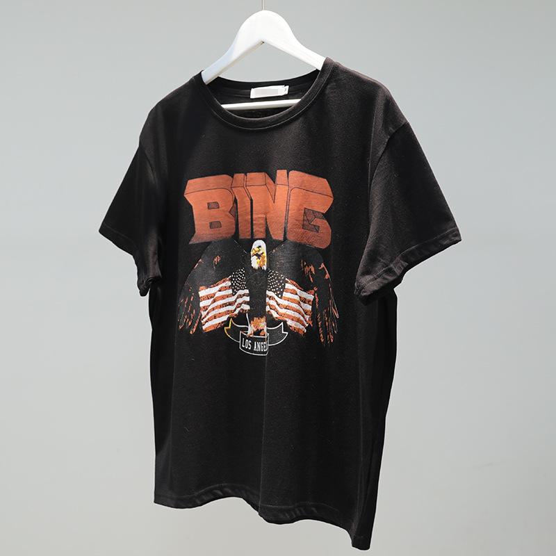 

Women' T-Shirt Tops & Tees Eagle Print Graphic Harajuku Los Angeles Cotton Flag Summer Top Woman Tshirts, Black