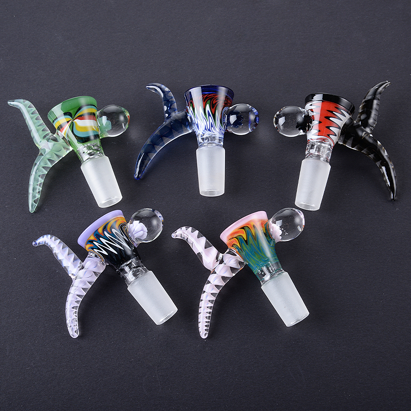 

2 Styles Heady Glass Bowl 14mm Male Joint Beautiful Slide Bowls With Handle Smoking Pieces Accessories For Quartz Banger Oil Rigs