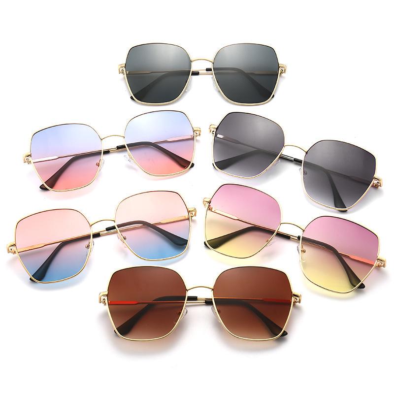 

Sunglasses Fashionable Personality Full-frame Metal Ladies Wear Sunglasses, Gradient Multi-color Optional, White;black