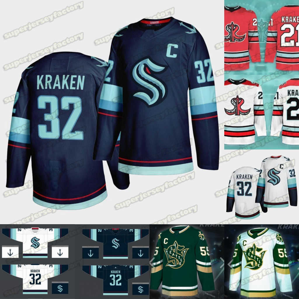 

2021 Seattle Kraken Ice Hockey Jersey 32th New Team Custom Home Road Jersey Any Nunber Any Name Men Women Youth -XXXL, White youth s-xl