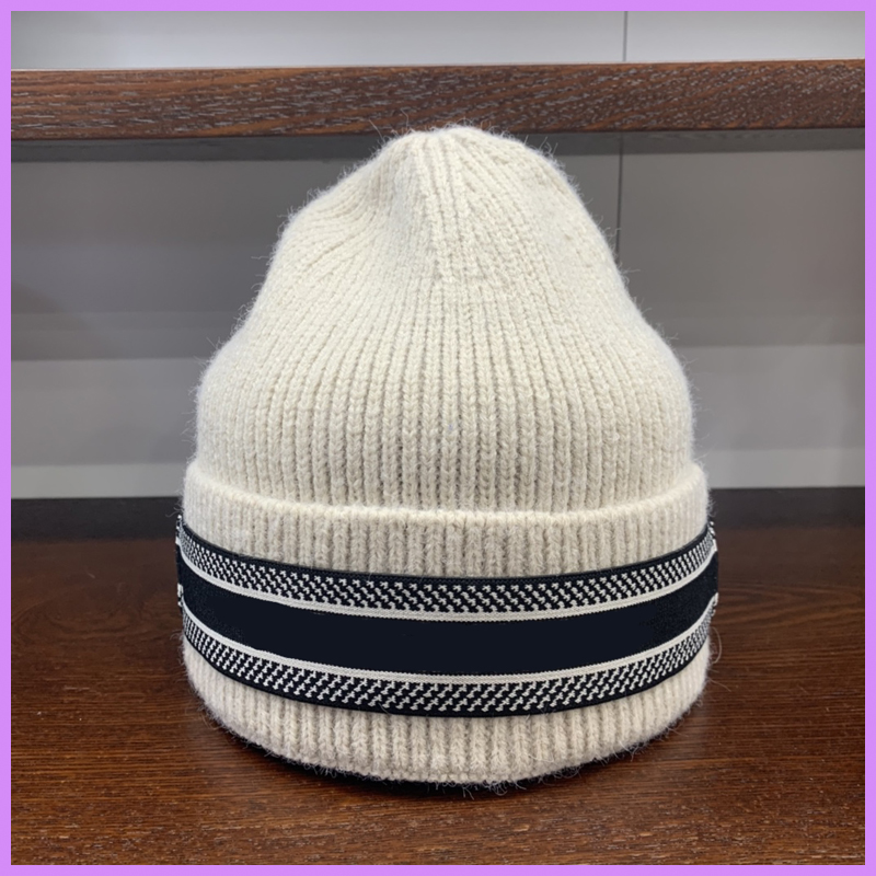 

New Solid Wool Cap Women Caps Hats Mens Designers Casquette Knitted Hat Knit Cap For Winter Label Letters Casual Sports Hut D219022F, Box