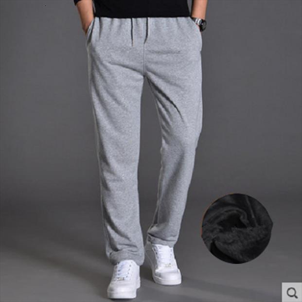 

autumn cotton casual fleece straight women pants loose trousers elastic waist baggy jogger men winter warm velvet sweatpants, Black