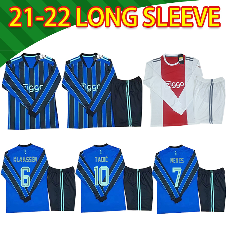 

A JAX Long sleeve soccer jersey amsterdam ajax 2021 2022 KUDUS ANTONY BLIND PROMES TADIC NERES CRUYFF 21 22 men football shirt uniforms away blue third black, Away long sleeve ajks0041