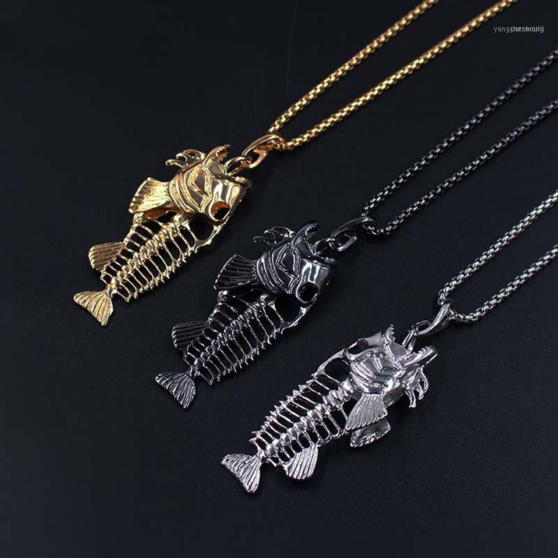 

Charms Fishing Hook Pendant Necklaces Stainless Steel Hollow Fish Skeleton Bone Necklace Fashion Jewelry1