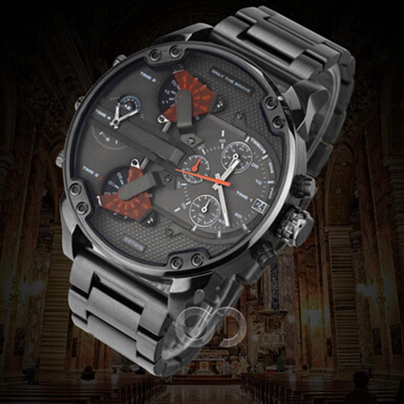 Montre-bracelet dz regarder mode de mode personnalité grand cadran cas décontracté alliage ceinture en acier 7333 cadeau quartz femme montres or