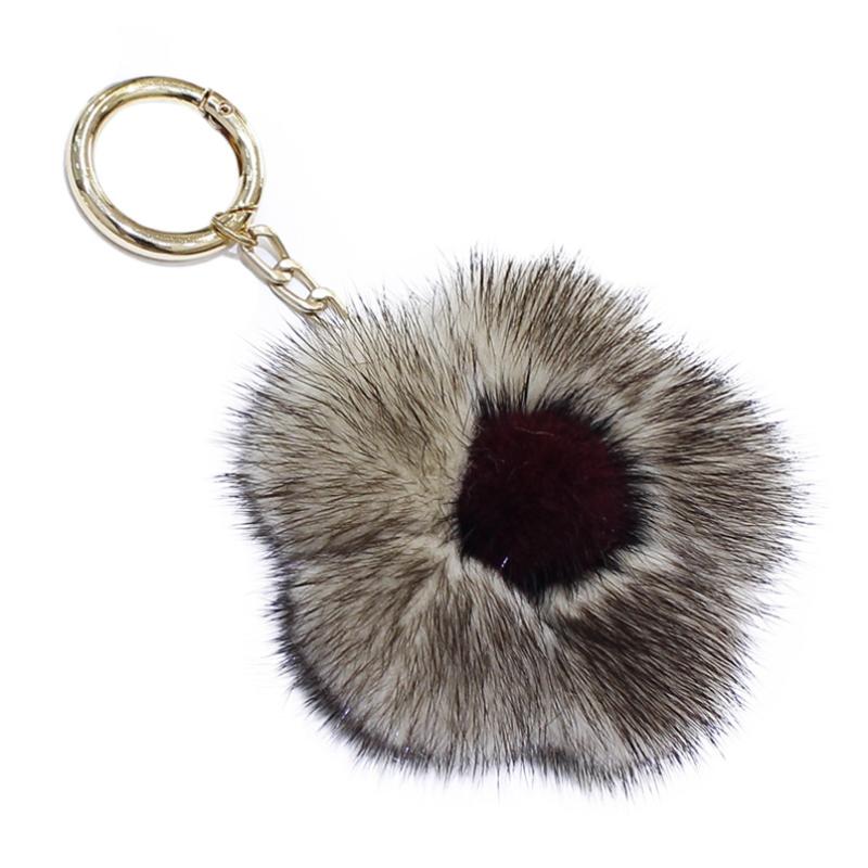 

Keychains Cute Real Keyring Pompom Ball Bag Charm Car Phone Pendant Gift Flower Key Chain