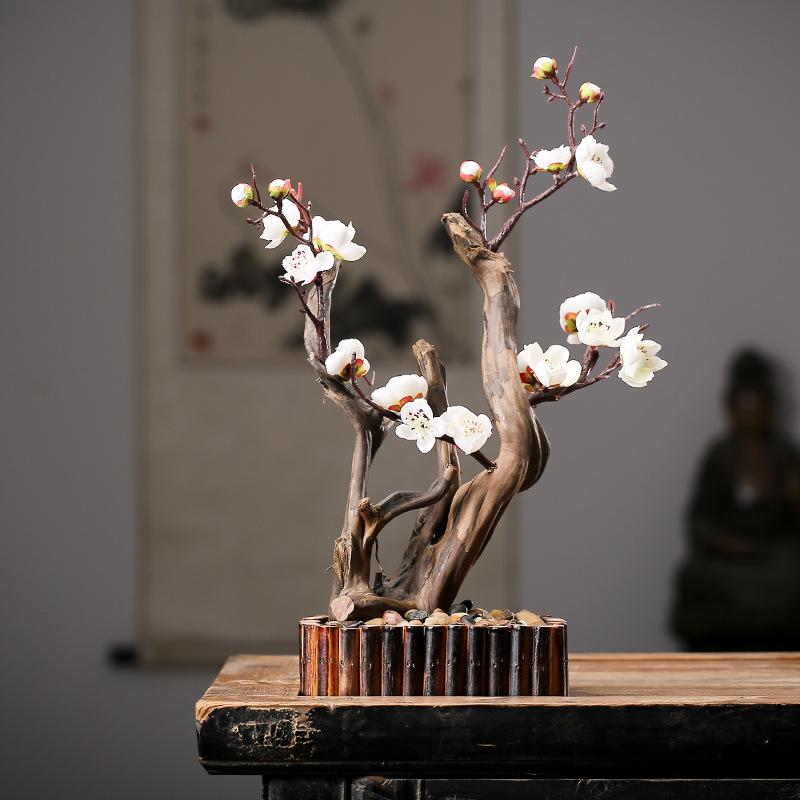 

Decorative Objects & Figurines Zen Plum Blossom Decoration Living Room And Tea Shelf Entrance Weathered Wood Soft Ornaments