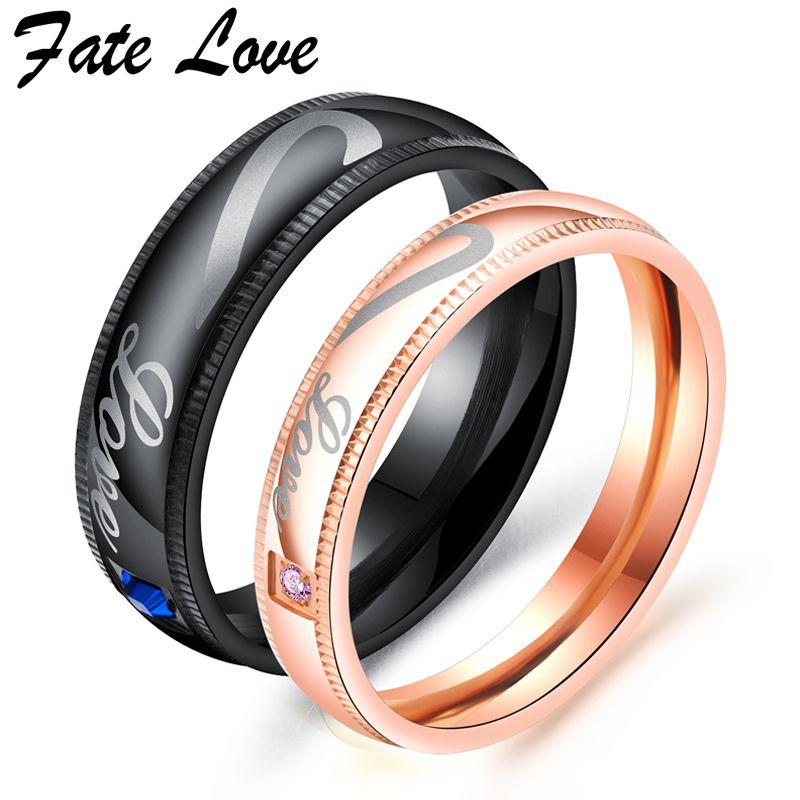 

Wedding Rings Fate Love Couple For Women Men Anel Stainless Steel Jewelry Heart Ring Engagement Gifts His And Hers Promise