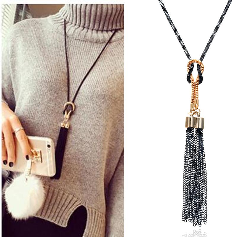 

Pendant Necklaces 2021 Arrival Female Necklace Tassel Long Winter Sweater Chain Wholesale Sales, Silver