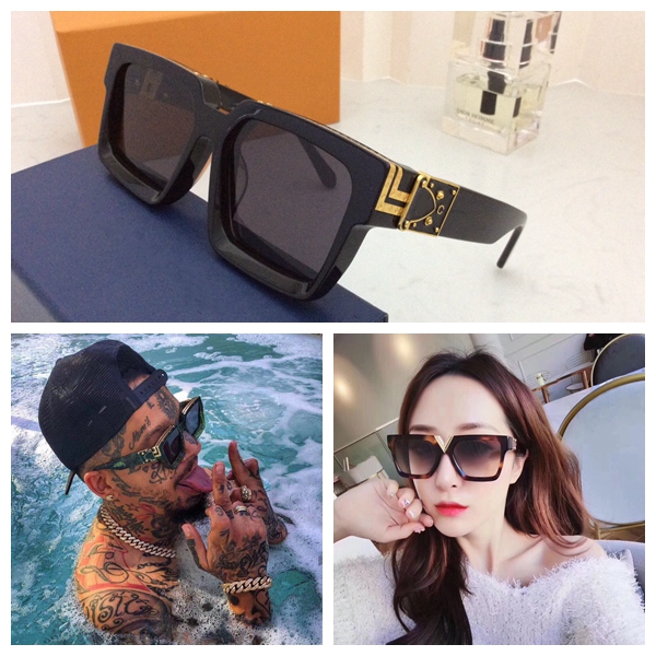 

Men Women Designer Sunglasses Millionaire Square Frame Quality Outdoor Avant-garde Wholesale Style Glasses with Case 96006, White;black