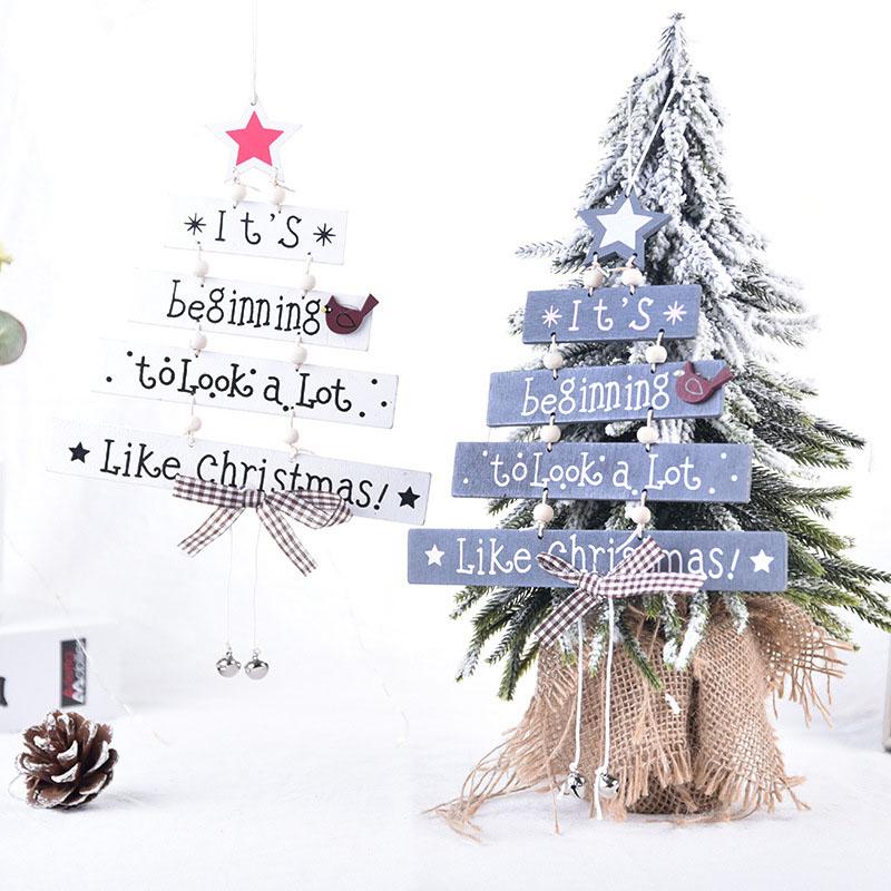 

Christmas Decorations Decorations, Tree-shaped Wooden Pendants, Colored Letter Window Scene Layout Decoration Props