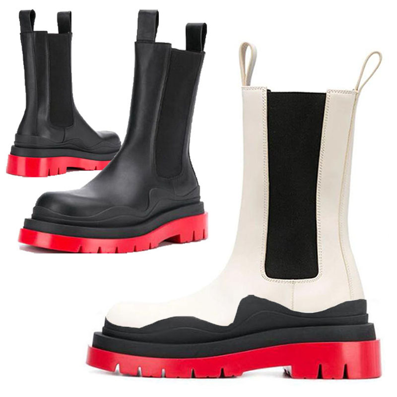 2021 AAA+ White Red soles Bottega-booties Men TWO TONE LTHR CHELSA BOOT Man platform chunky boot lady boot luxury designer women boots 35--45