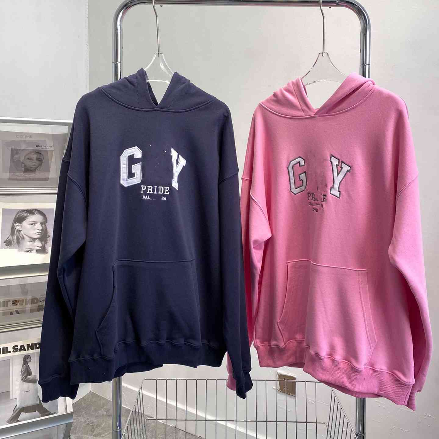 

Brand Hoodies 2021 autumn winter New Paris gay letter embroidered Sweater Hoodie long sleeve casual loose fashion brand, Pink
