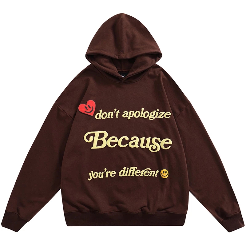 

High Street Letter Foam Smiley and Love Pattern Hoodie Sweatshirts Mens Womens Retro Stranger Things Oversize Casual hoodie, Mixed colors