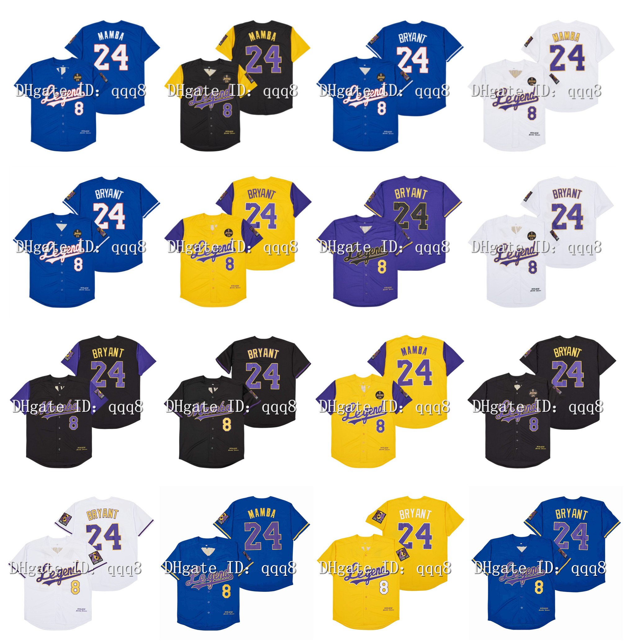 

Top Quality ! 2021 Mens 8 24 Mamba Bryant Jersey Legend Bryant Jersey Split Fashion Yellow White Blue Black 100% Stitched Baseball Jersey Size S-XXXL, As pic