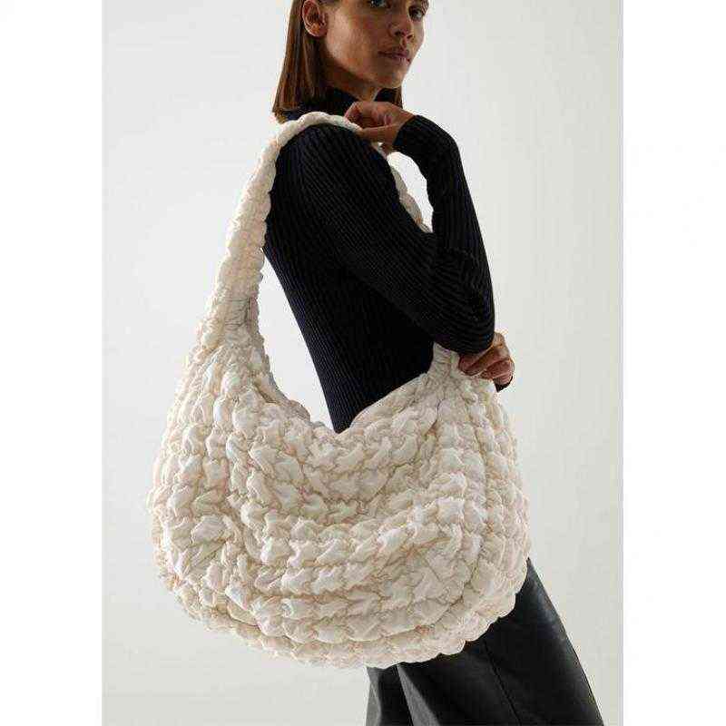 

Lnv High Capacity Women's Quilted Bags Black White Nylon Luxury Imitation Bags Brands 2021 Winter Vintage Crossbody Bags G1105