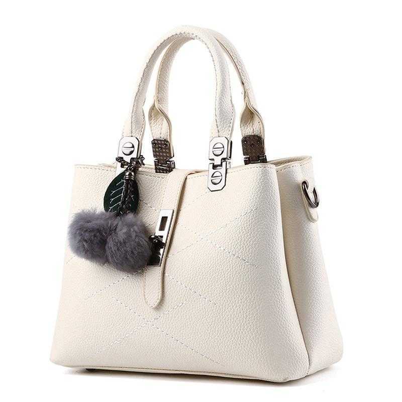 

CLASSIC FLOWER HBP Embroidery Messenger Bags Women Leather Handbags Sac a Main Ladies hair ball Hand Bag Tote Beige, Deeppink