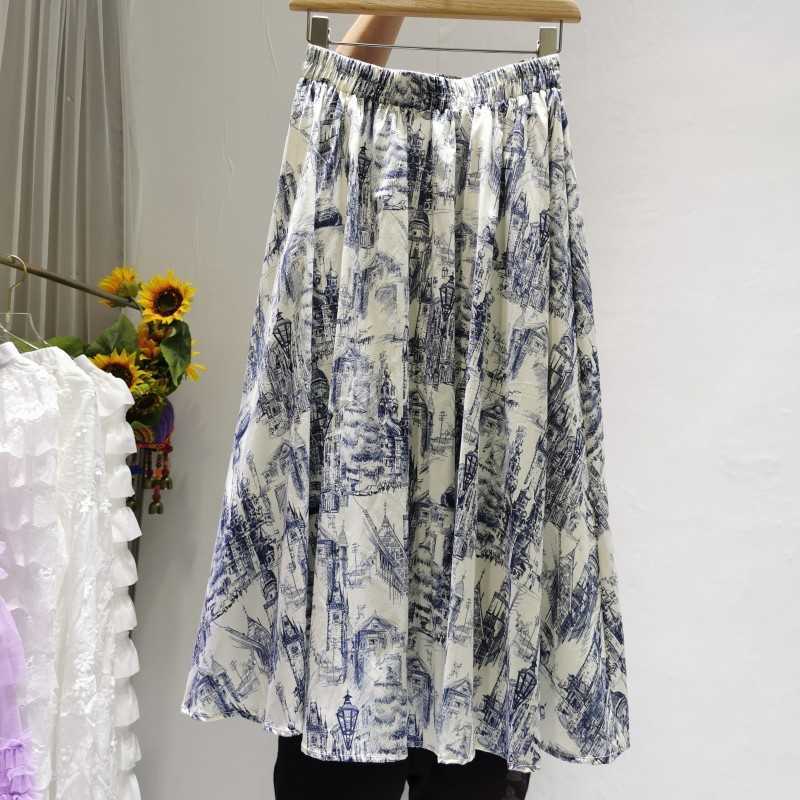 

VANOVICH Retro High Waist Skirt Women's Summer Wild Cotton Ladies Skirts A-line Casual Fashion Female 210615, Black