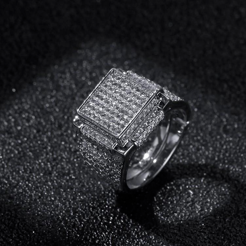 

Man Diamond Stones Iced Out Rings Fashion Gold Silver Ring Hip Hop Jewelry
