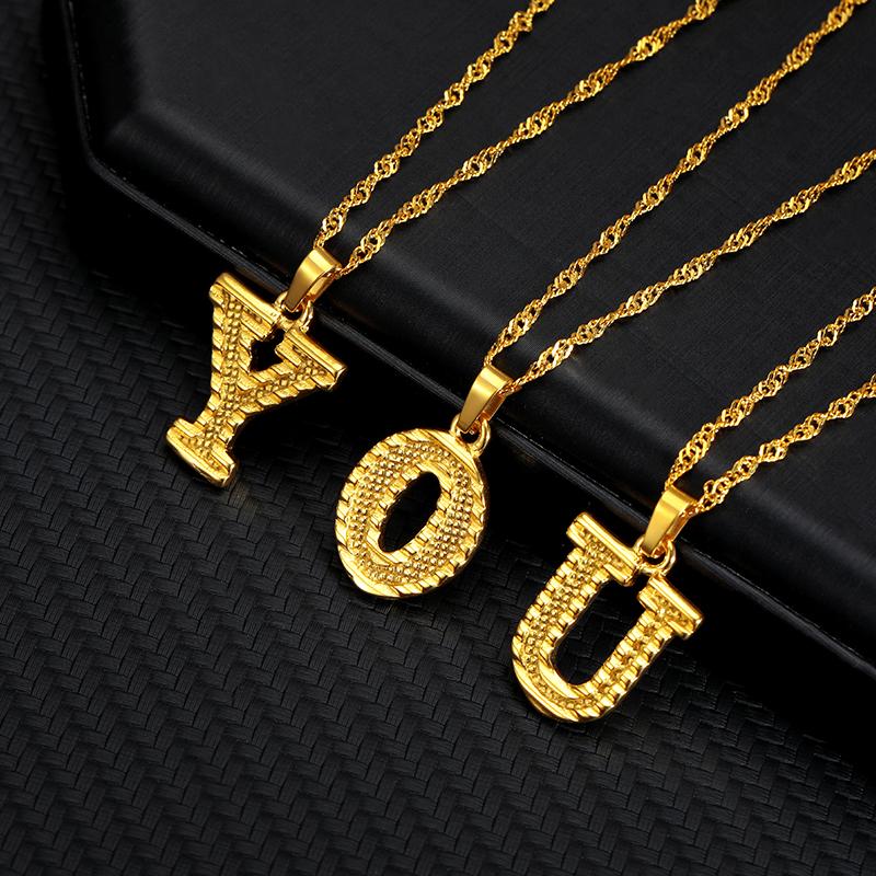 Pendant Necklaces Collier Femme Capital Letter Neckaces For Women Boho Jewelry English Name Alphabet Initial Necklace Friend Gift-image-698706706
