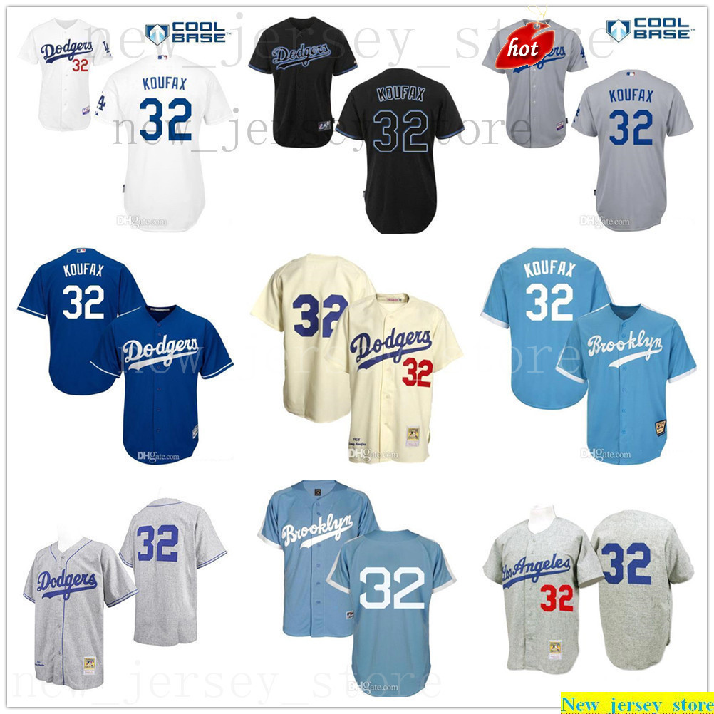 

2019th Grey Light Blue Cream Sandy Retro Koufax Baseball Jerseys Mens Women Kids #32 Top Quality Stitched Youth Jersey