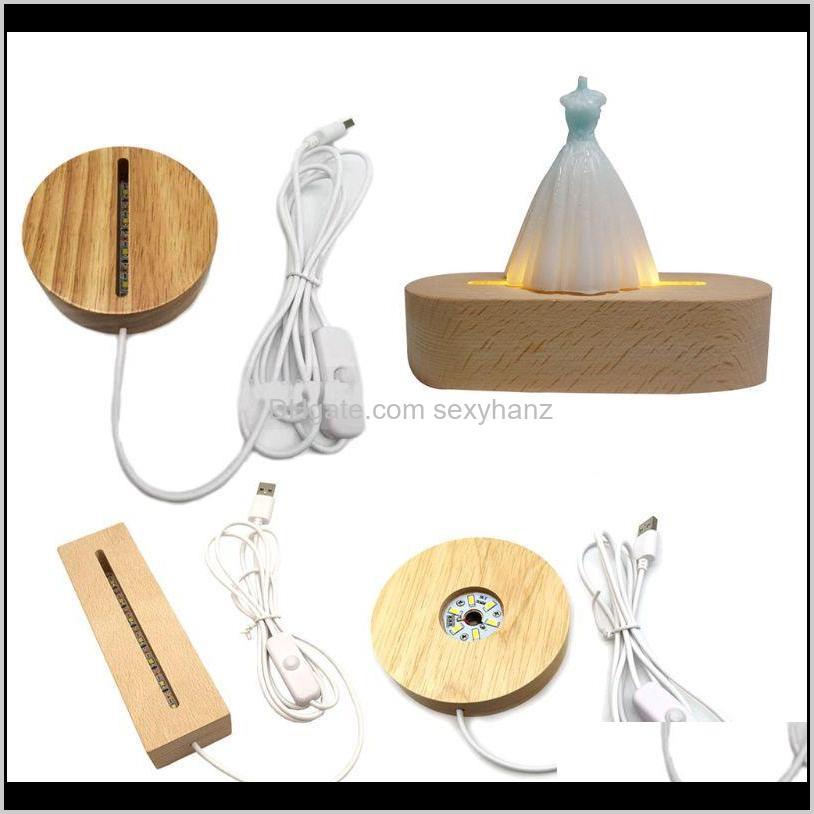 

Jewelry Pouches, Bags Handmade Wood Led Light Dispaly Crystal Glass Resin Art Ornament Wooden Night Lighted Base Stand Crafts 13Sdc D8Nqi