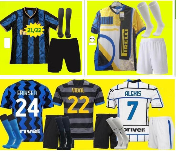 

Men+ kids+sock INTER BARELLA soccer jersey LUKAKU MILAN VIDAL LAUTARO ERIKSEN ALEXIS 20 21 DE VRIJ fourth football shirt 2021 HAKIMI uniforms, Black