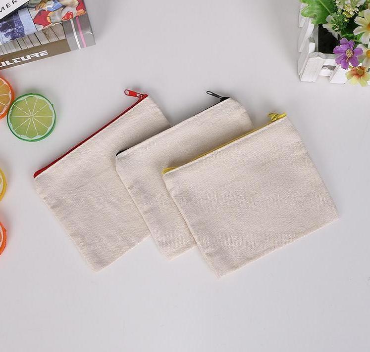 

Blank Canvas Zipper Pencil Cases Pen Pouches Cotton Cosmetic Bags Makeup Bags Mobile Phone Clutch Bag Organizer Wholesale