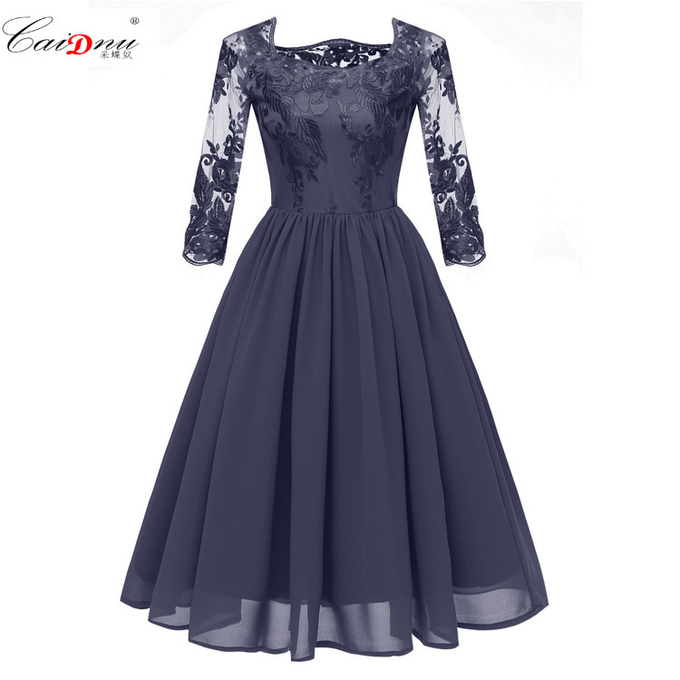 

Party Dresses Women's 7 / 3 Sleeve Hand Embroidered Chiffon, White;black