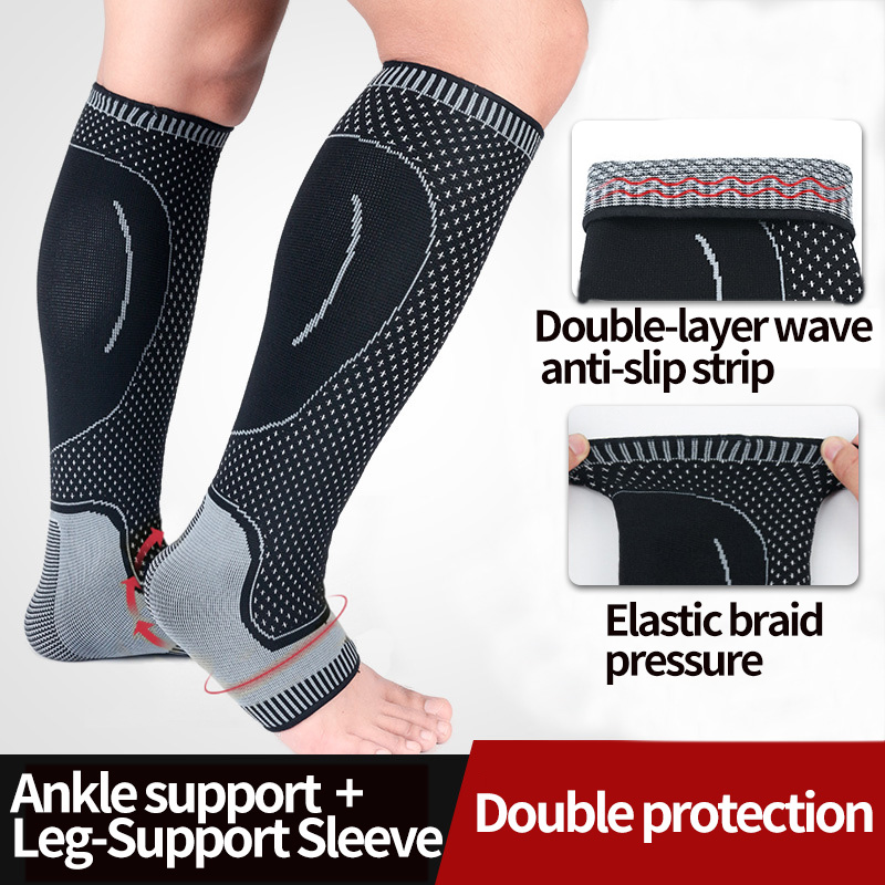 

2 PCS Sports guard Leg Sleeves calf Compression bracelet unisex basketball football running leggings breathable warm socks, Gray